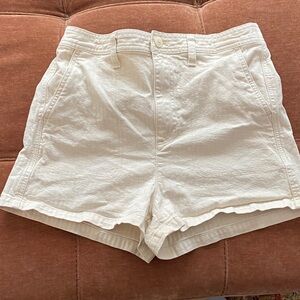 Madewell Cream High-Waist Cotton Shorts